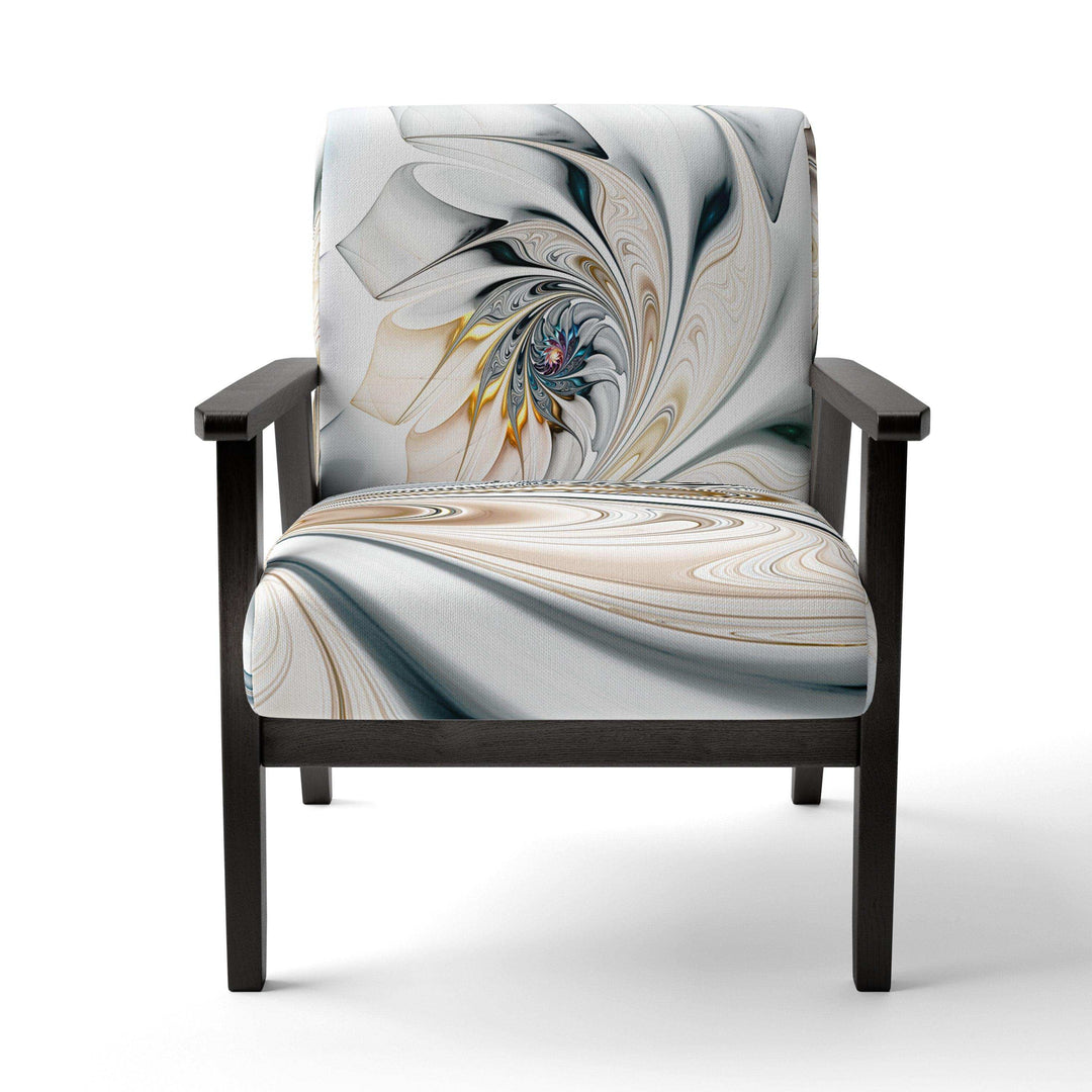 White Stained Glass Floral Floral Accent Chair