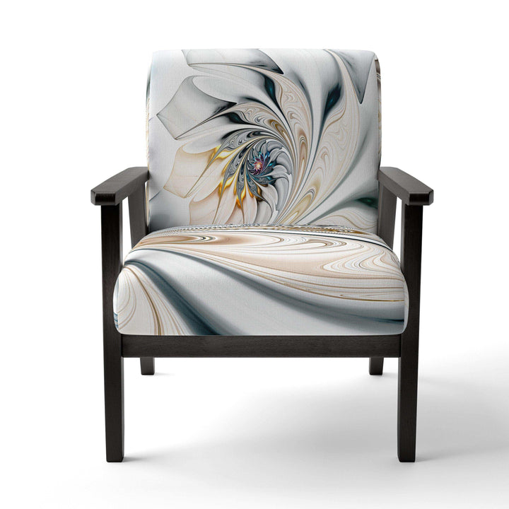 White Stained Glass Floral Floral Accent Chair