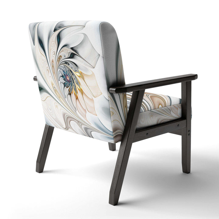 White Stained Glass Floral Floral Accent Chair