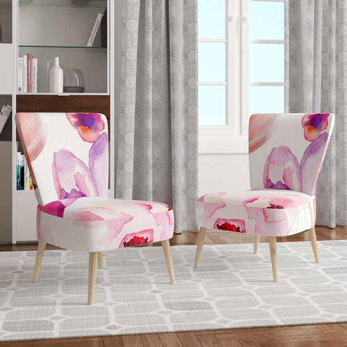 Seamless Pattern of Pink Flowers - Floral Accent Chair