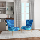 Large Light Blue Flower and Petals Floral Accent Chair