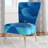 Large Light Blue Flower and Petals Floral Accent Chair