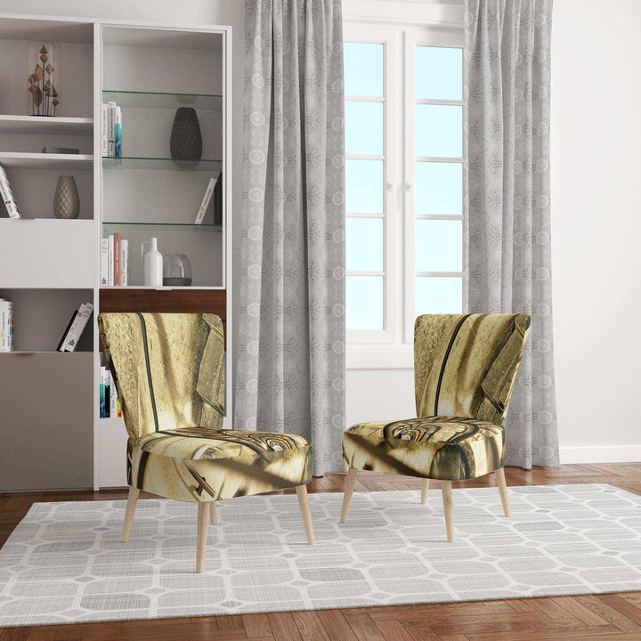 Architectural Detail of Paris in Winter Mid-Century Accent Chair