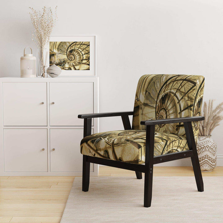 Architectural Detail of Paris in Winter Mid-Century Accent Chair