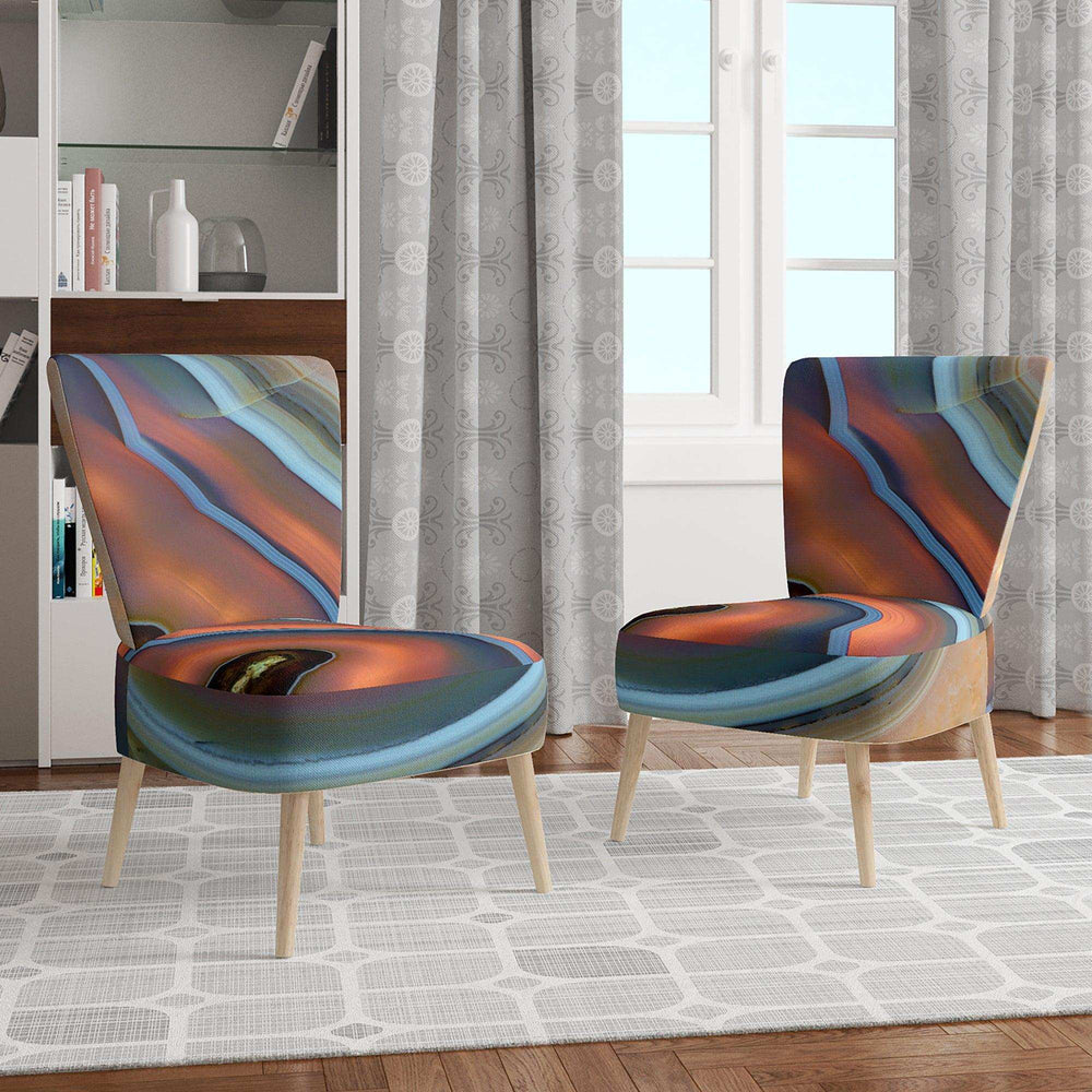 Abstract Mineral Texture Mid-Century Accent Chair Side Chair