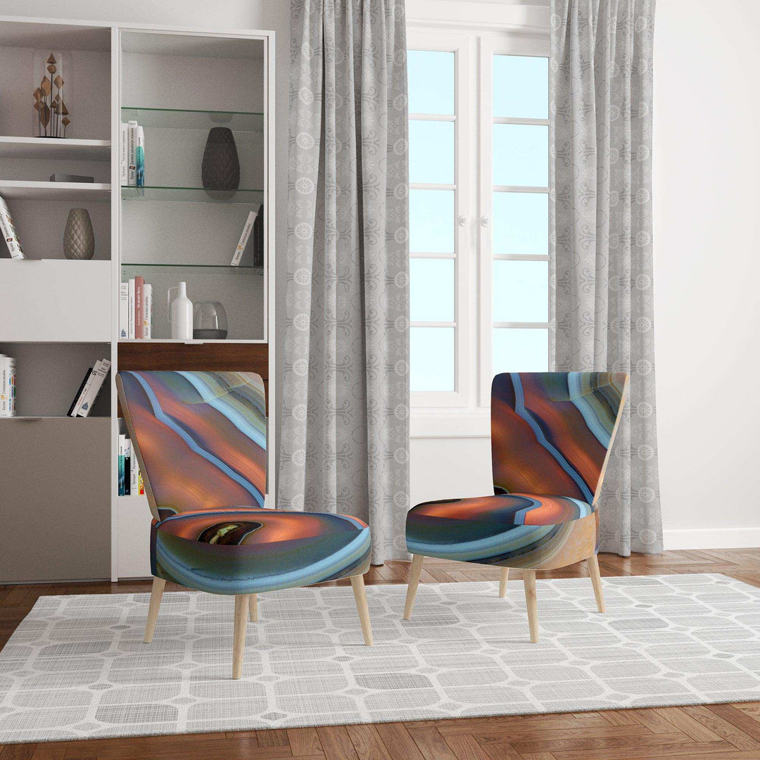 Abstract Mineral Texture Mid-Century Accent Chair Side Chair