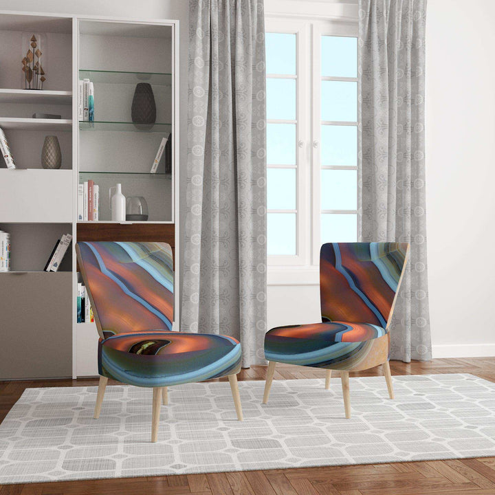 Abstract Mineral Texture Mid-Century Accent Chair Side Chair