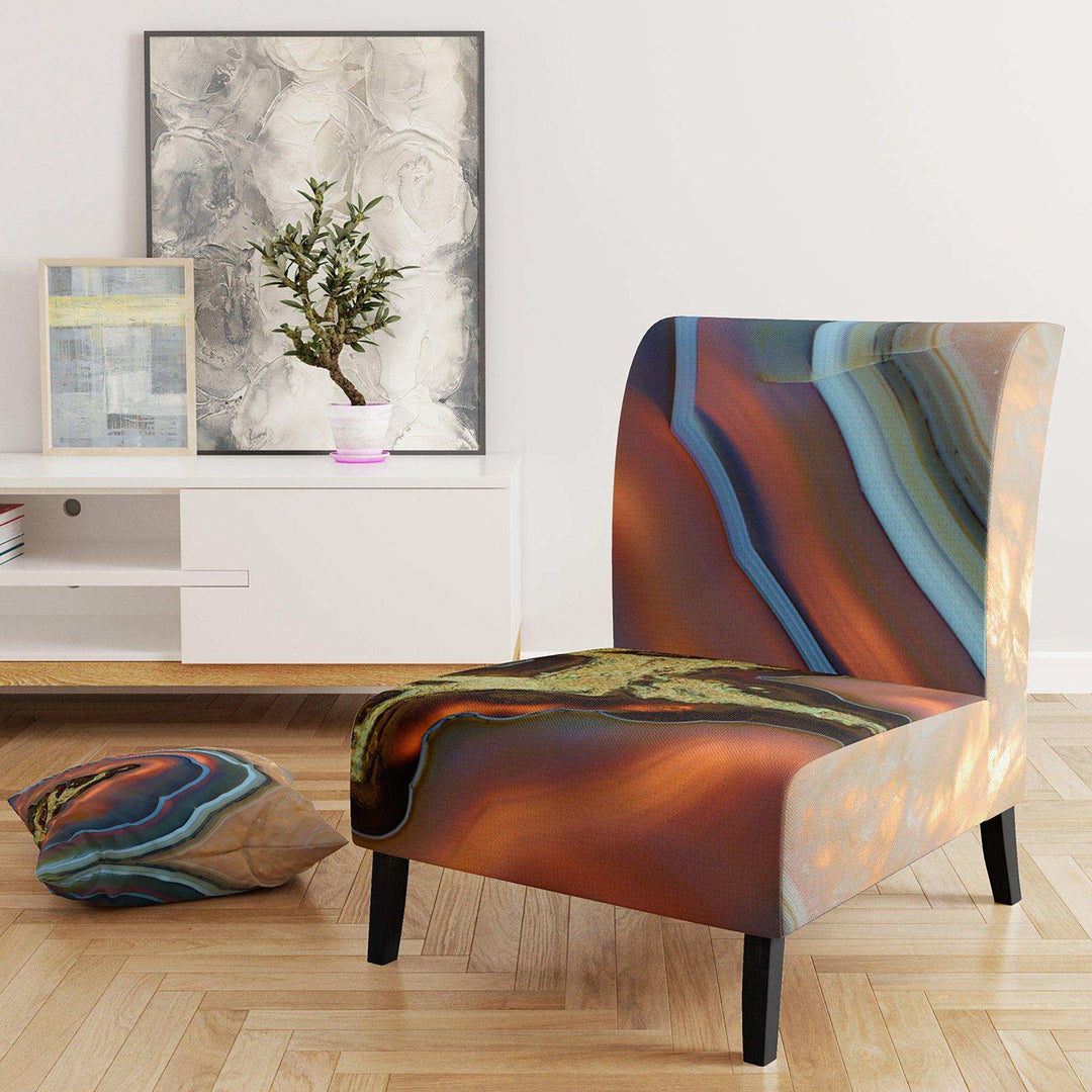 Abstract Mineral Texture Mid-Century Accent Chair Slipper Chair