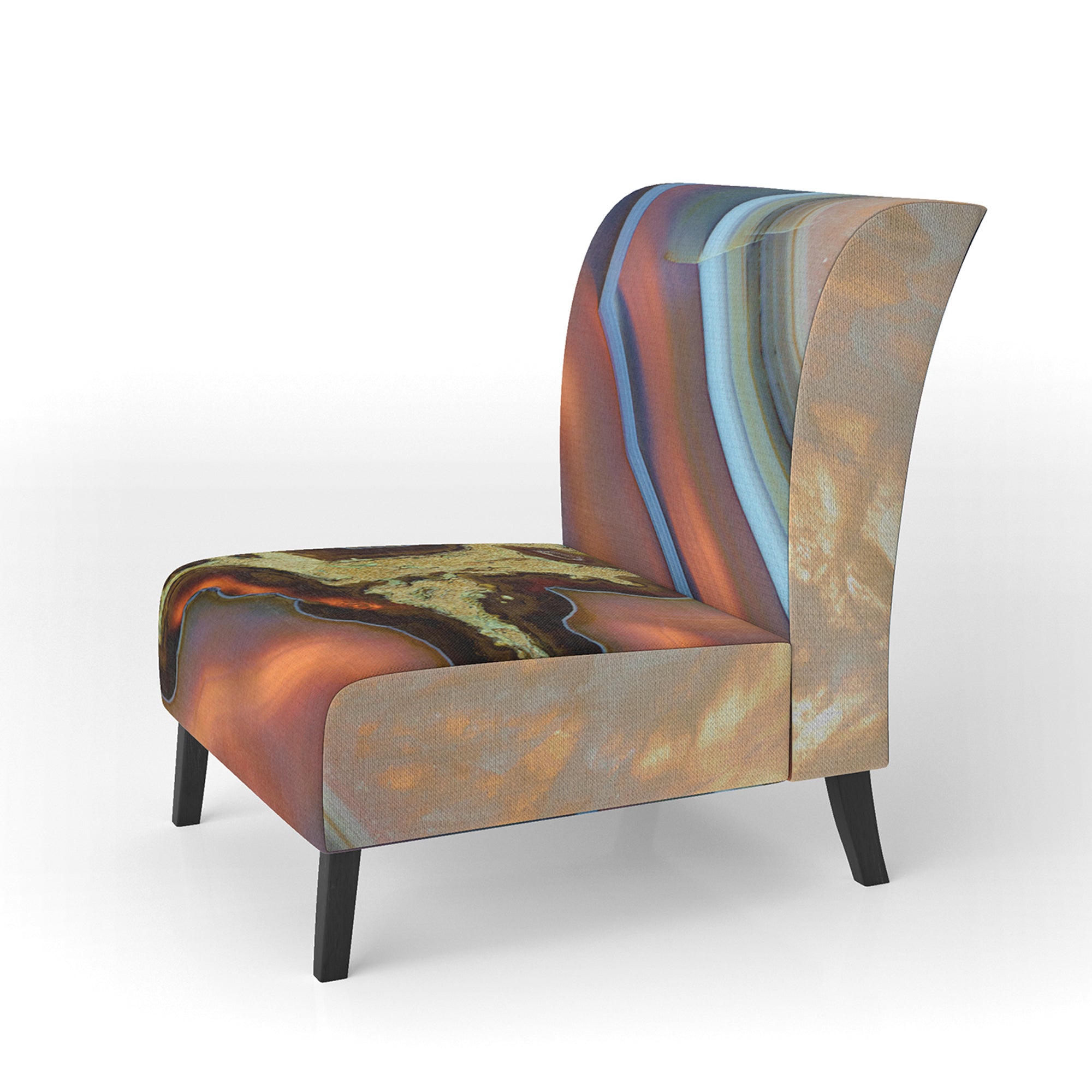 Abstract Mineral Texture Mid-Century Accent Chair Slipper Chair