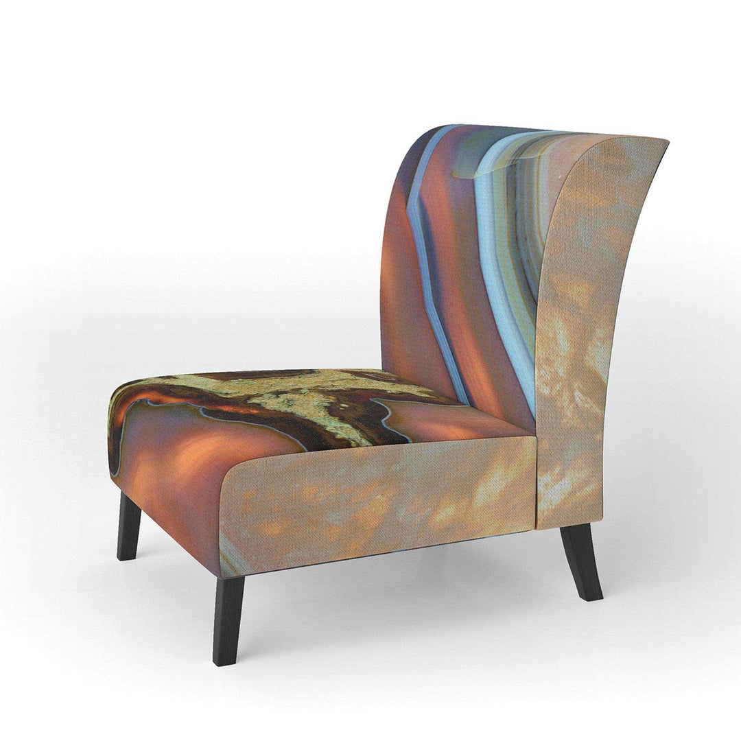 Abstract Mineral Texture Mid-Century Accent Chair Slipper Chair