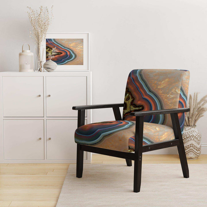 Abstract Mineral Texture Mid-Century Accent Chair Arm Chair