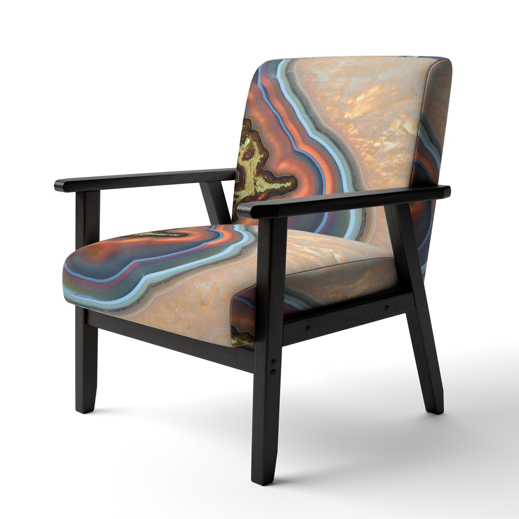 Abstract Mineral Texture Mid-Century Accent Chair Arm Chair