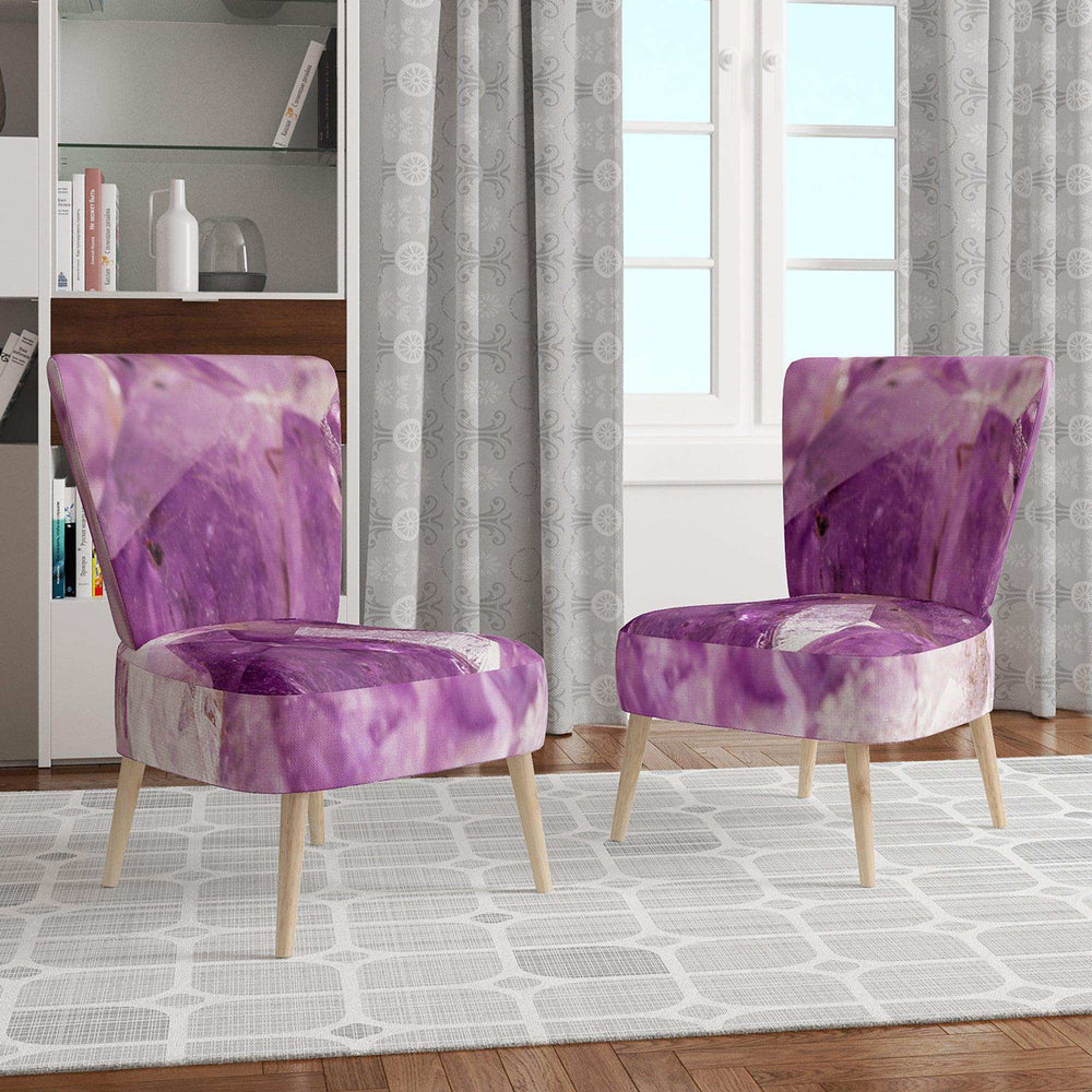 Purple Amethyst Macro Mid-Century Accent Chair
