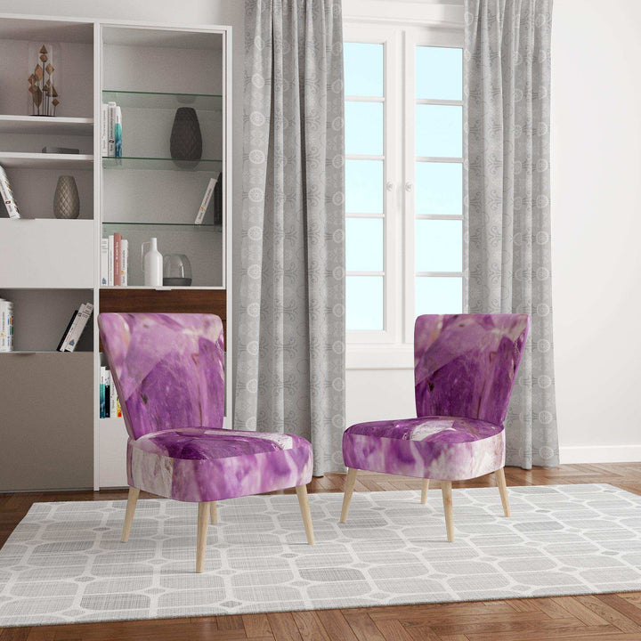 Purple Amethyst Macro Mid-Century Accent Chair