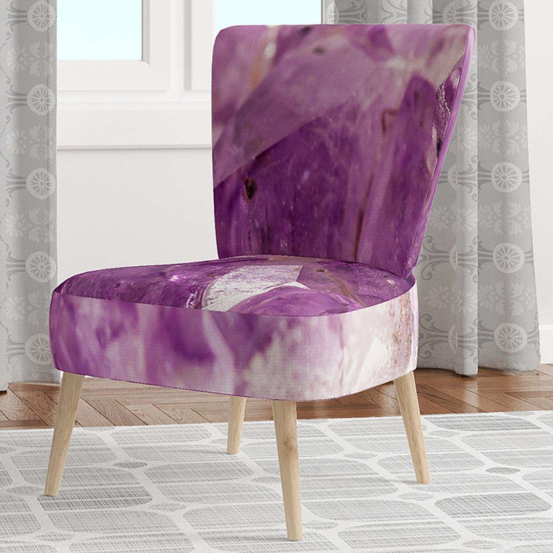 Purple Amethyst Macro Mid-Century Accent Chair