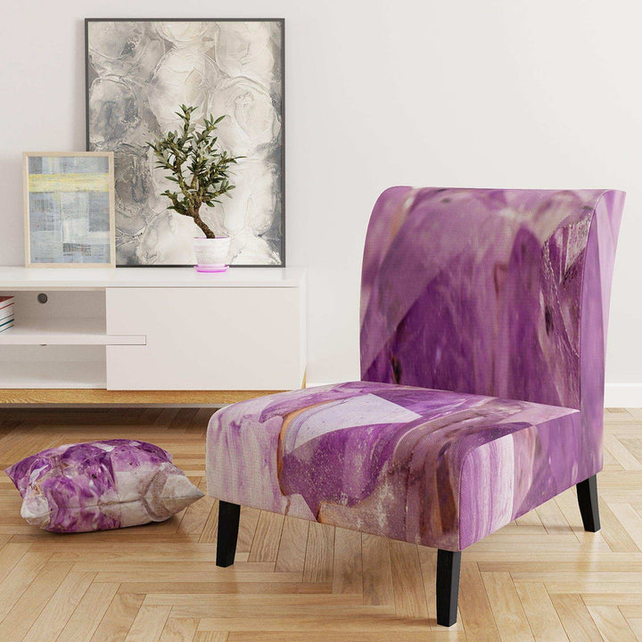 Purple Amethyst Macro Mid-Century Accent Chair