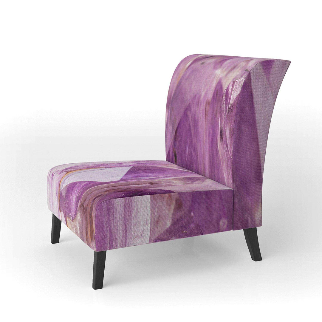 Purple Amethyst Macro Mid-Century Accent Chair