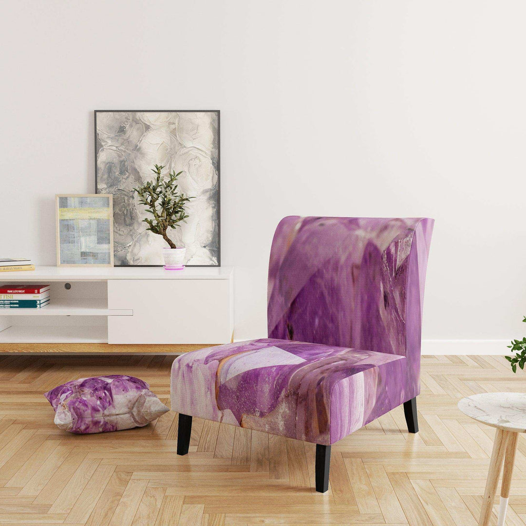 Purple Amethyst Macro Mid-Century Accent Chair
