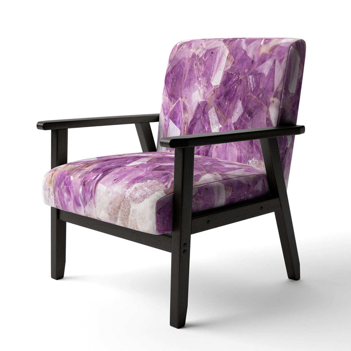 Purple Amethyst Macro Mid-Century Accent Chair