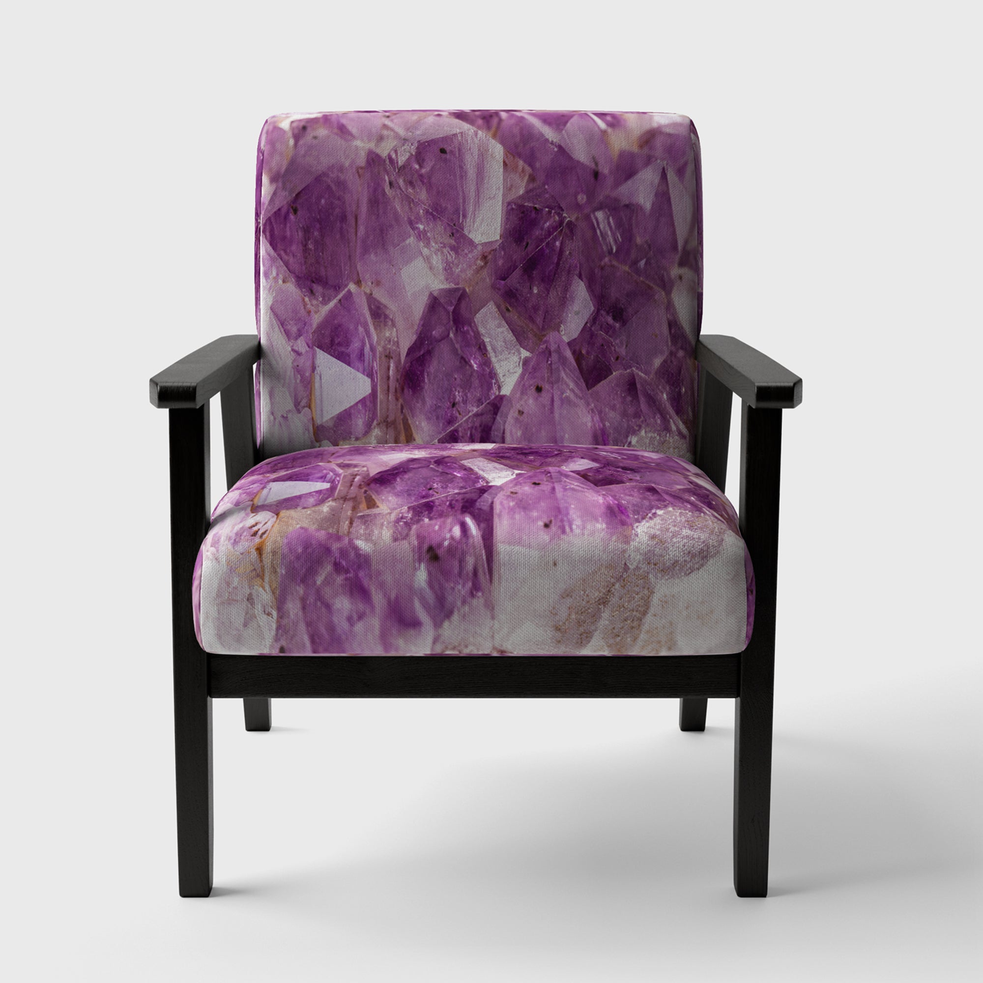 Purple Amethyst Macro Mid-Century Accent Chair