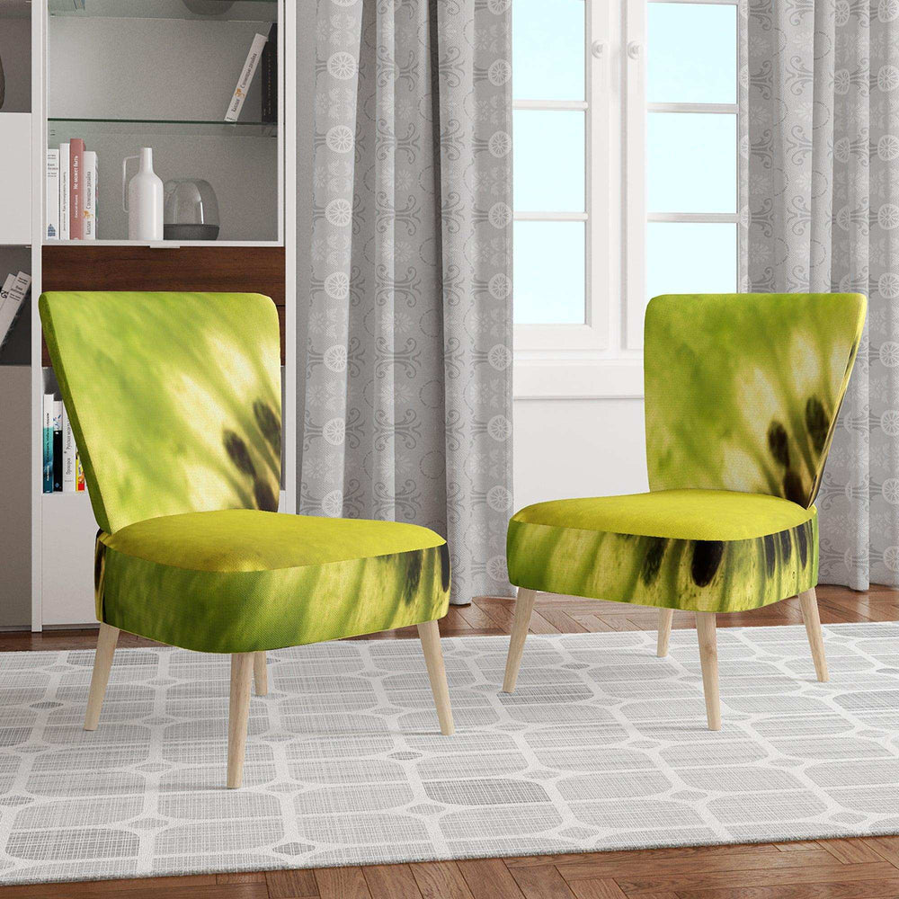 Green Kiwi Seeds and Inside Pattern Contemporary Accent Chair