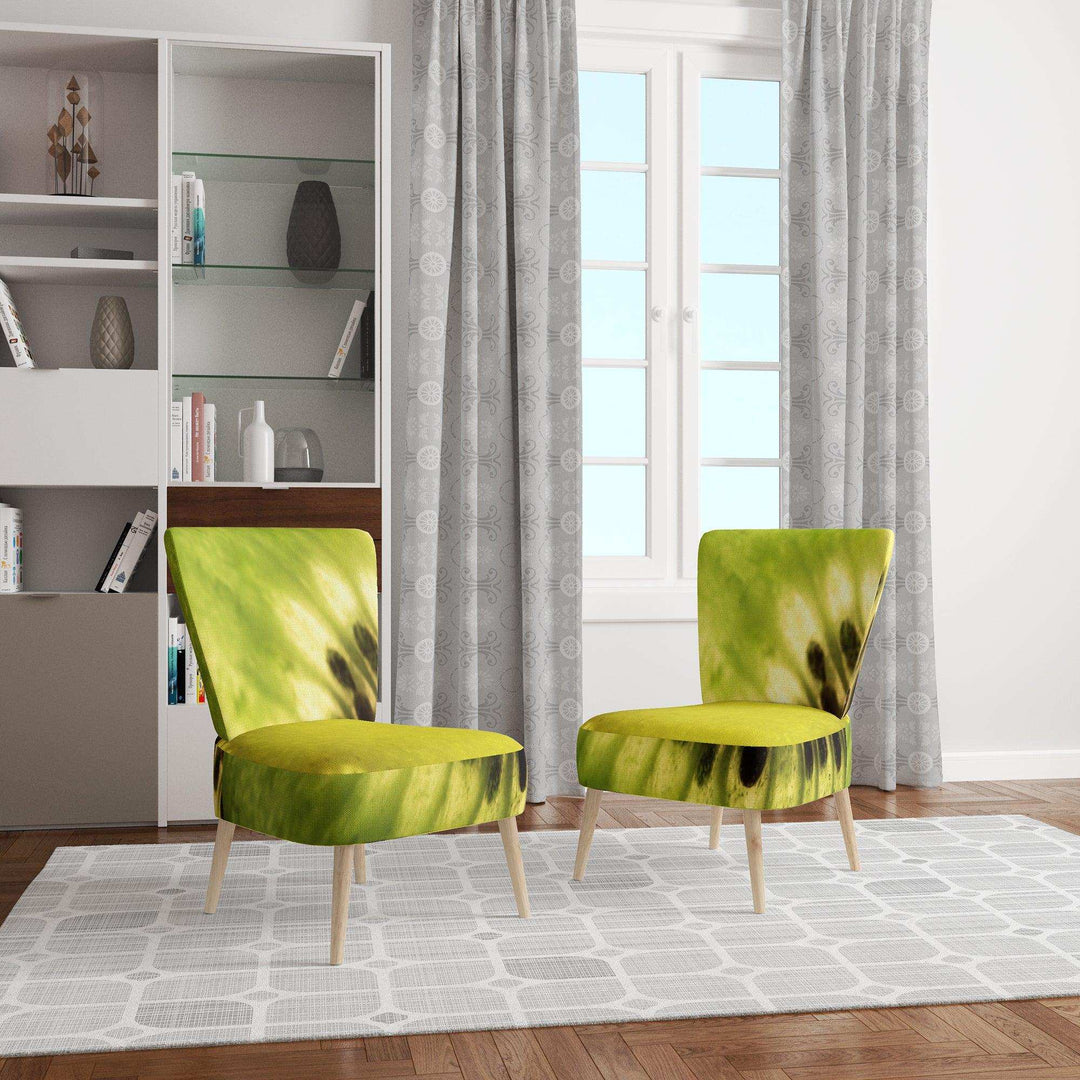 Green Kiwi Seeds and Inside Pattern Contemporary Accent Chair
