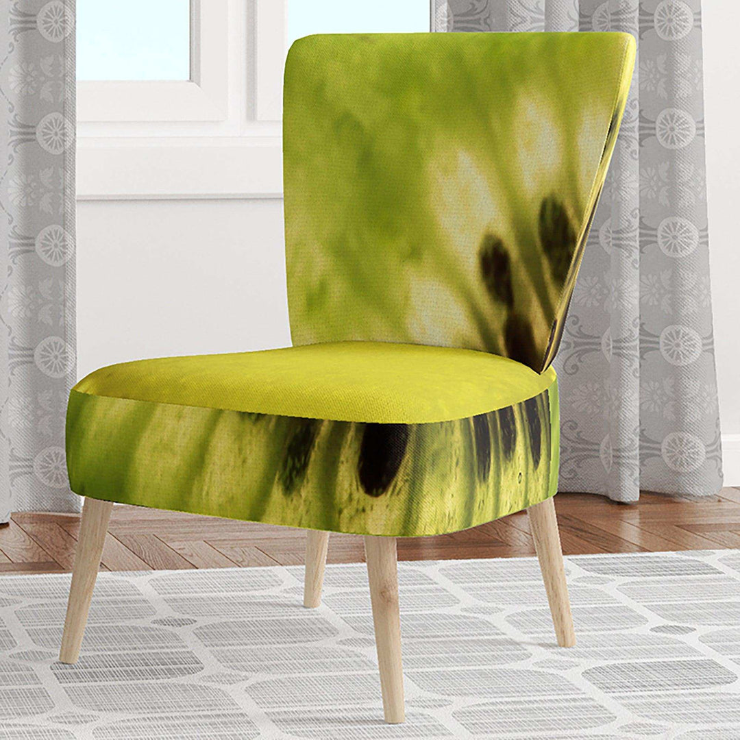 Green Kiwi Seeds and Inside Pattern Contemporary Accent Chair