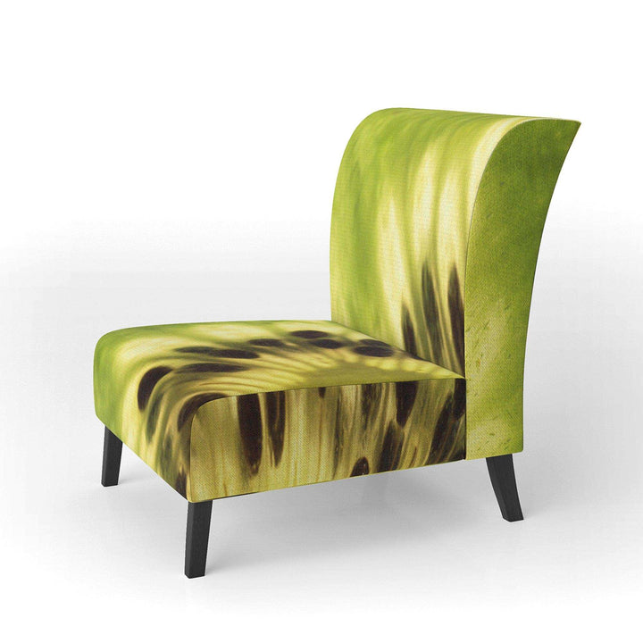 Green Kiwi Seeds and Inside Pattern Contemporary Accent Chair