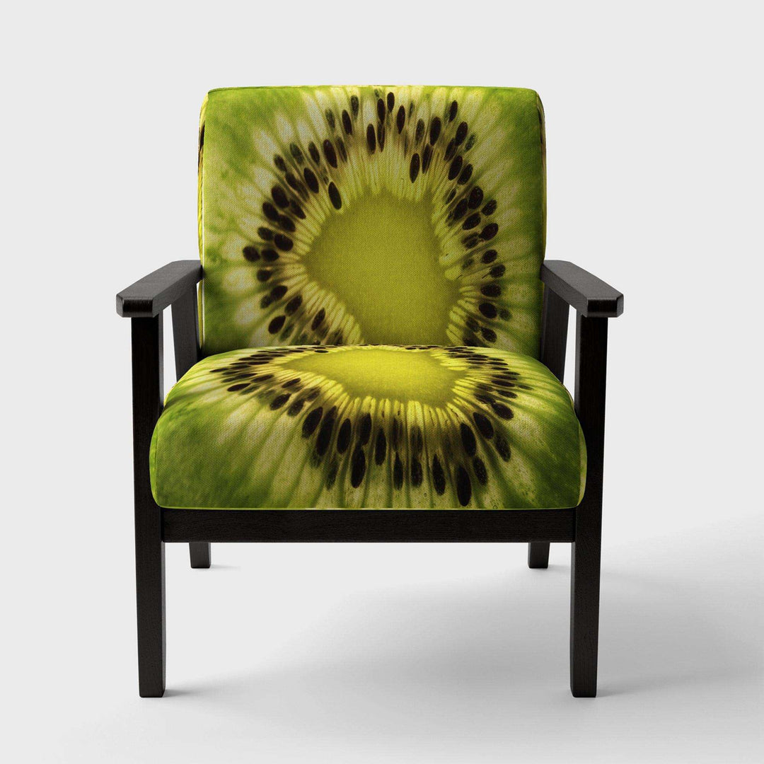 Green Kiwi Seeds and Inside Pattern Contemporary Accent Chair