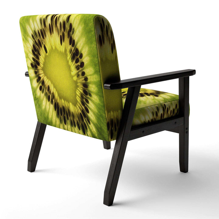 Green Kiwi Seeds and Inside Pattern Contemporary Accent Chair