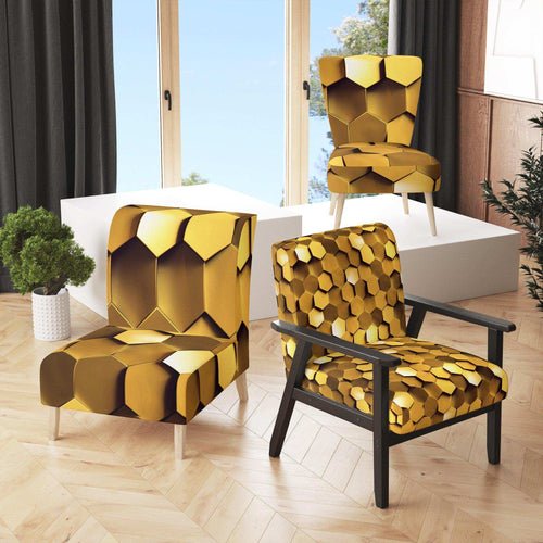 Golden Honeycomb Mid-Century Accent Chair