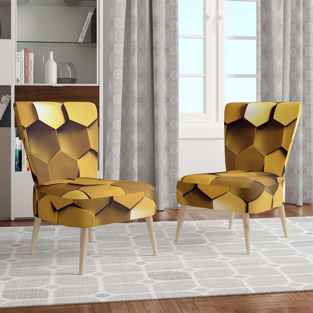Golden Honeycomb Mid-Century Accent Chair