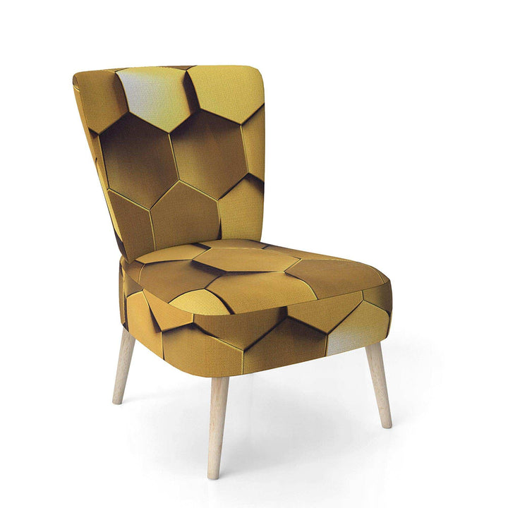 Golden Honeycomb Mid-Century Accent Chair