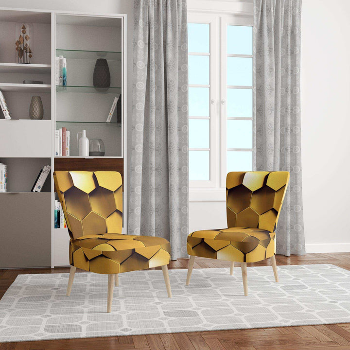Golden Honeycomb Mid-Century Accent Chair