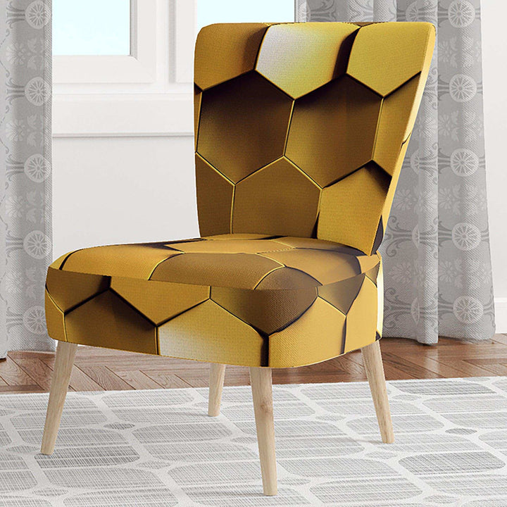 Golden Honeycomb Mid-Century Accent Chair