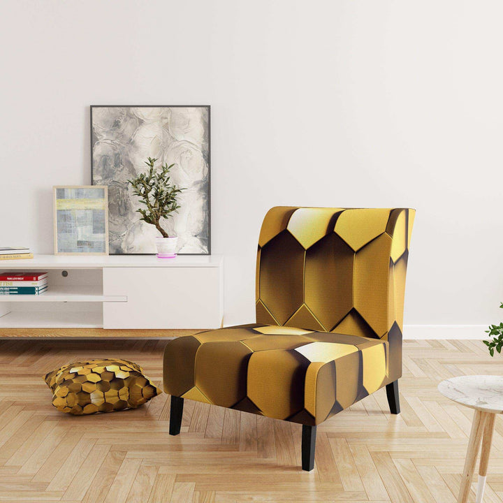 Golden Honeycomb Mid-Century Accent Chair