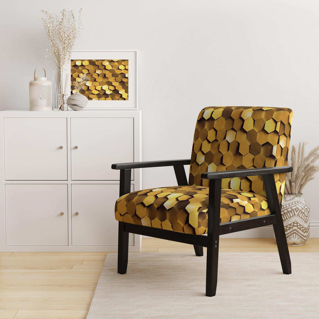 Golden Honeycomb Mid-Century Accent Chair