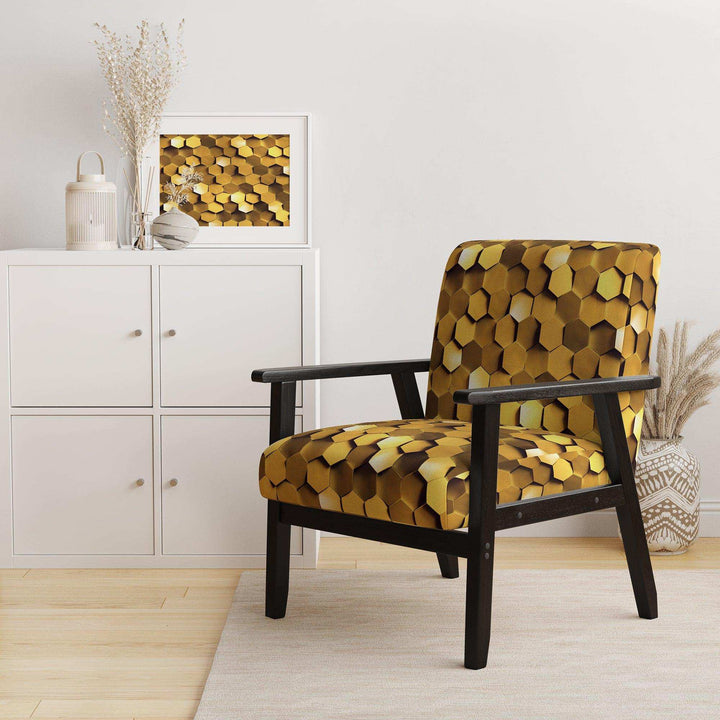 Golden Honeycomb Mid-Century Accent Chair