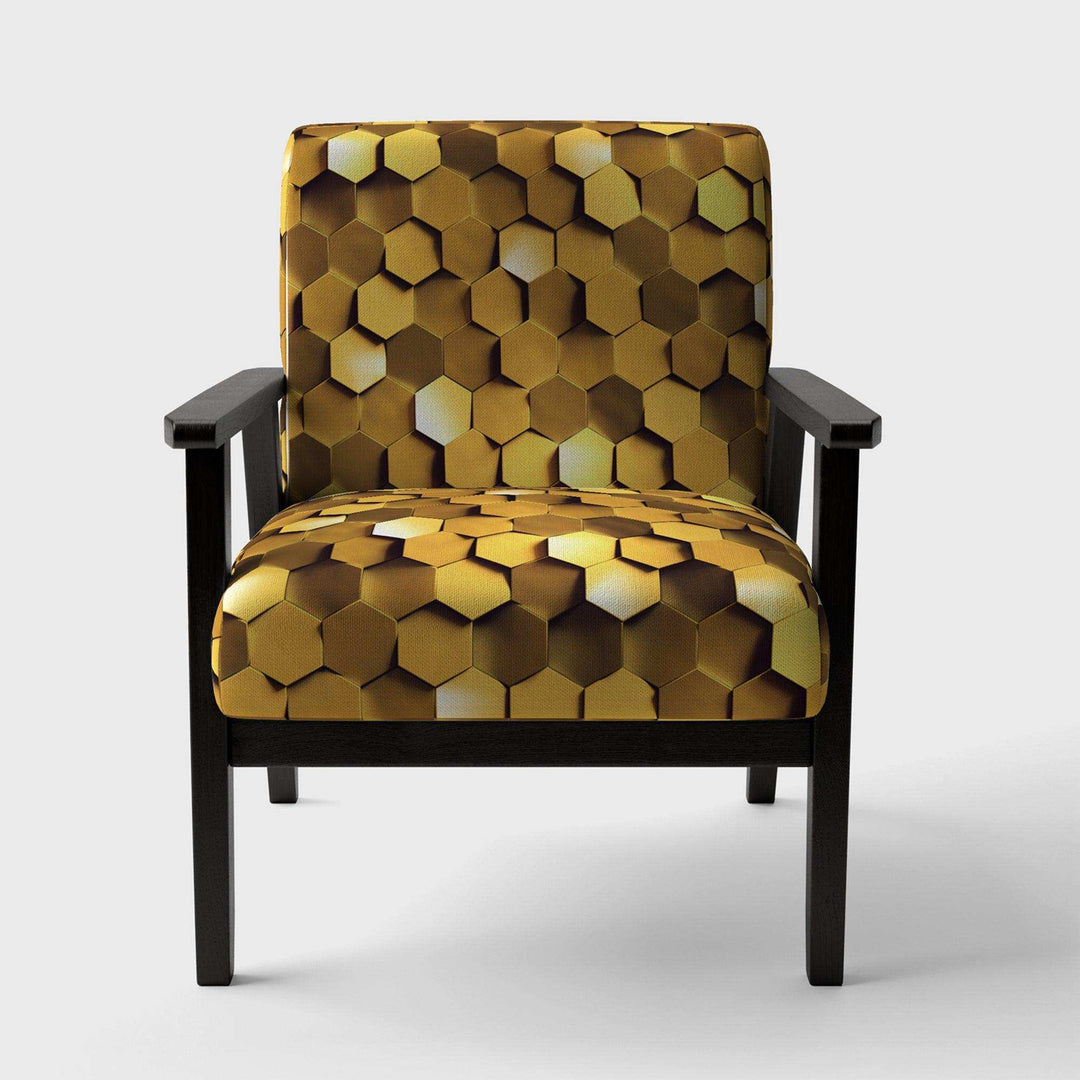 Golden Honeycomb Mid-Century Accent Chair