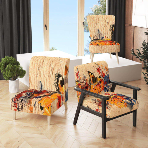 Orange Buttlerfly in Watercolor - Floral Accent Chair