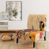 Orange Buttlerfly in Watercolor Painting Floral Accent Chair