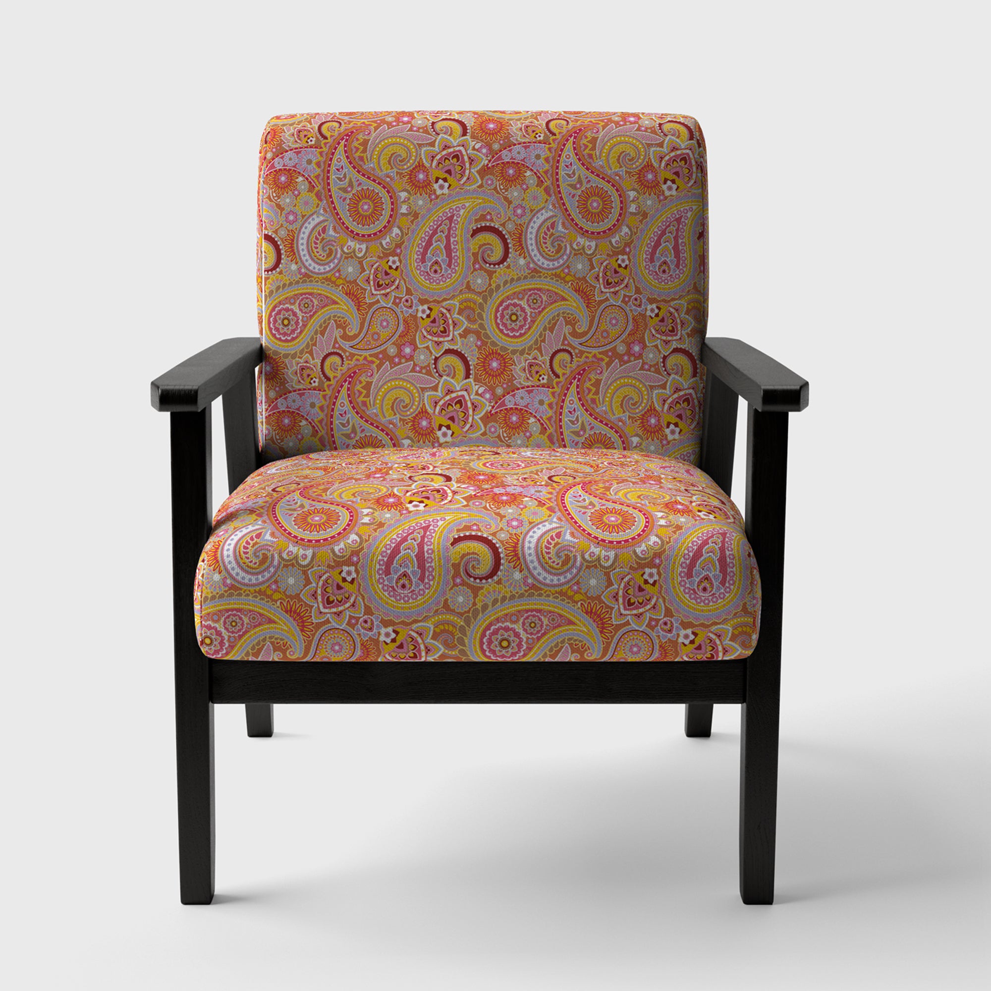 Pattern Based on Traditional Asian Elements Mid-Century Accent Chair