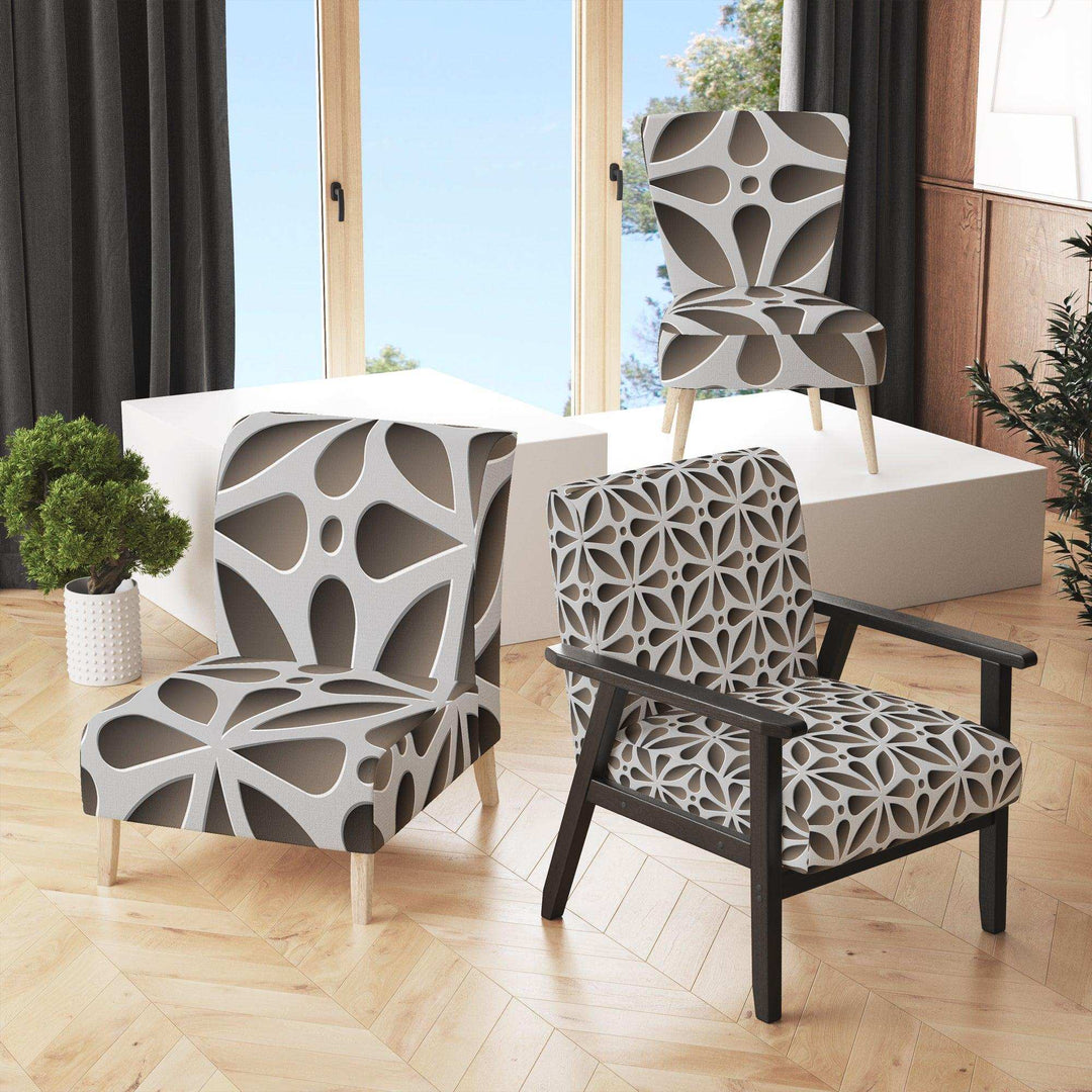 Grey Abstract Pattern Scandinavian Accent Chair