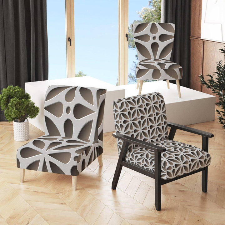 Grey Abstract Pattern Scandinavian Accent Chair