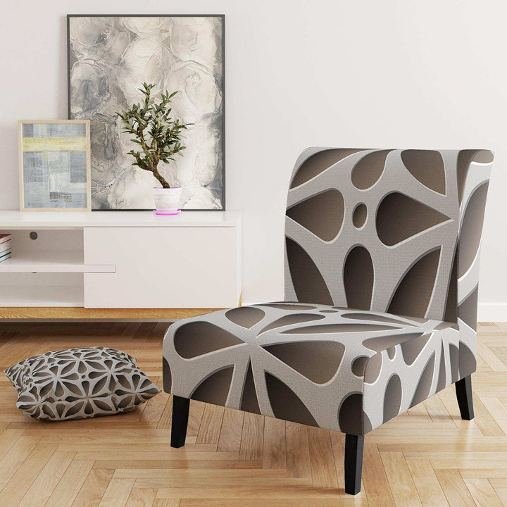 Grey Abstract Pattern Scandinavian Accent Chair