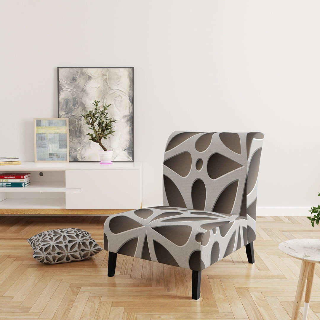 Grey Abstract Pattern Scandinavian Accent Chair