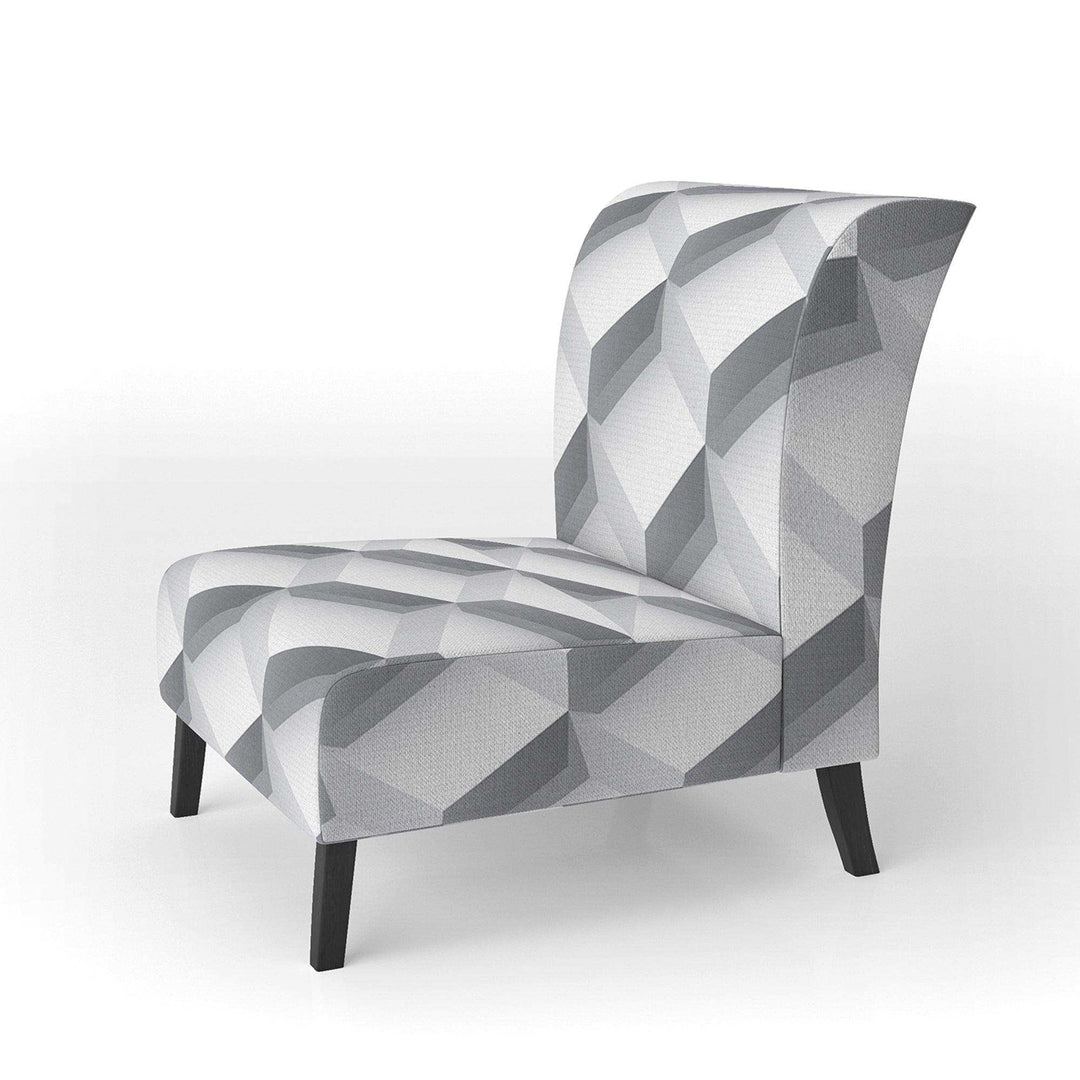 White Abstract Pattern Scandinavian Accent Chair