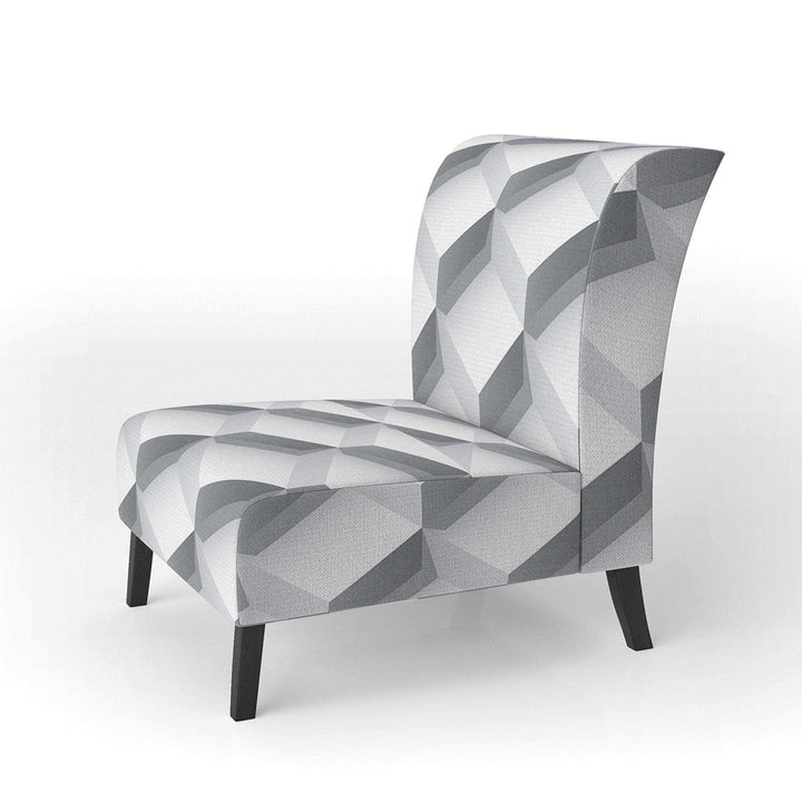 White Abstract Pattern Scandinavian Accent Chair