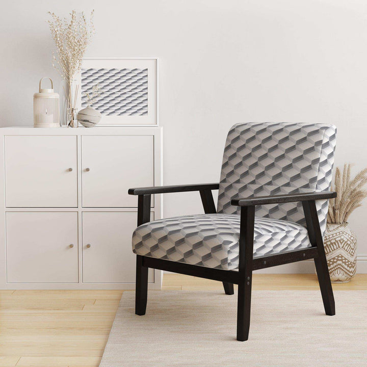 White Abstract Pattern Scandinavian Accent Chair