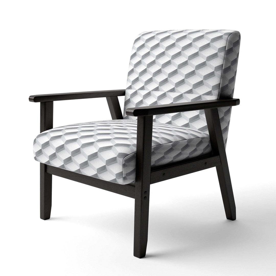 White Abstract Pattern Scandinavian Accent Chair
